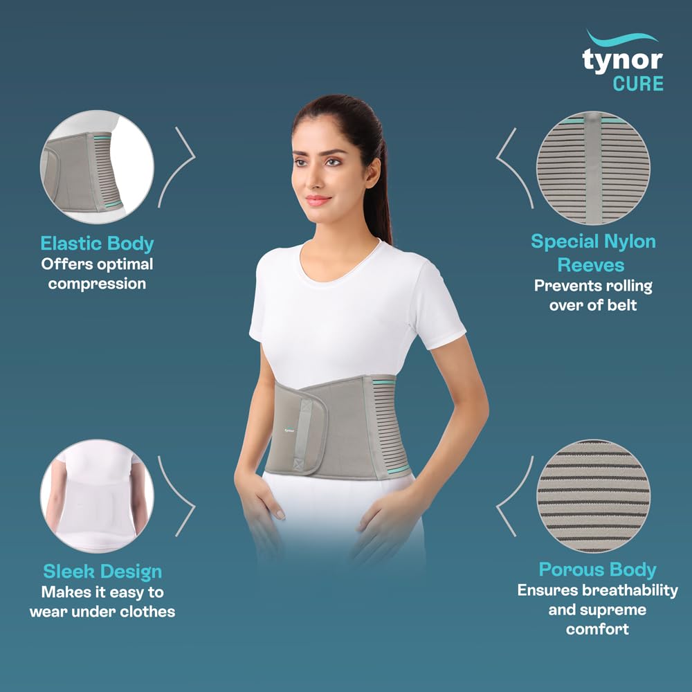 TYNOR Abdominal Support 9"/23cm - Lower Back Support Belt Brace for Men & Women