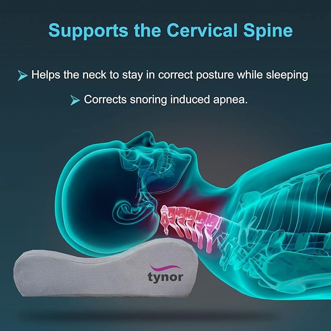 Tynor Contoured Cervical Pillow, for Neck Pain Relief, Orthopedic Support Pillow for Improved Sleep & Spine Alignment