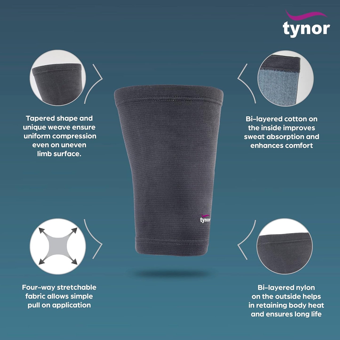 TYNOR Thigh Support, Grey, Large, 1 Unit